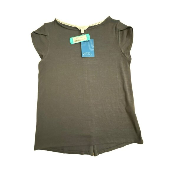 Stitch Fix Market & Spruce Bravyan Button Back Detail Knit Top Size Medium Gray - Picture 1 of 4